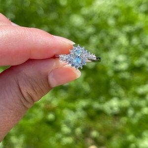 Aquamarine halo ring